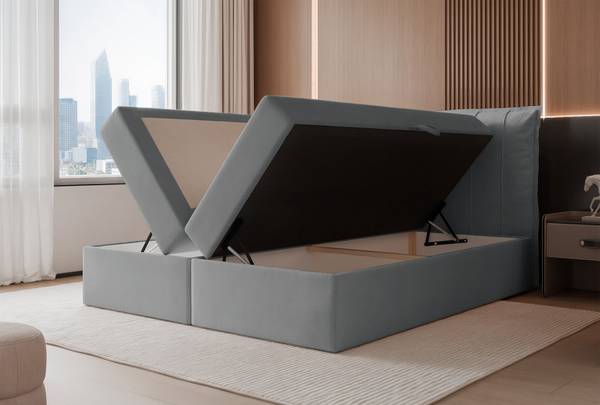 Boxspringbett MOLY Grau - Samt - 180 x 115 x 210 cm