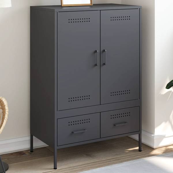 Highboard DE4813 Grau - Metall - 39 x 102 x 68 cm