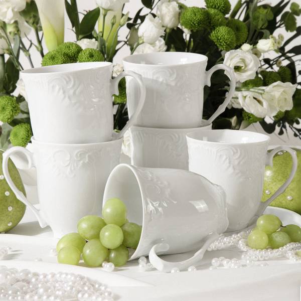 Tassen ROCOCO MARIA 6-tlg Weiß - Porzellan - 11 x 11 x 11 cm