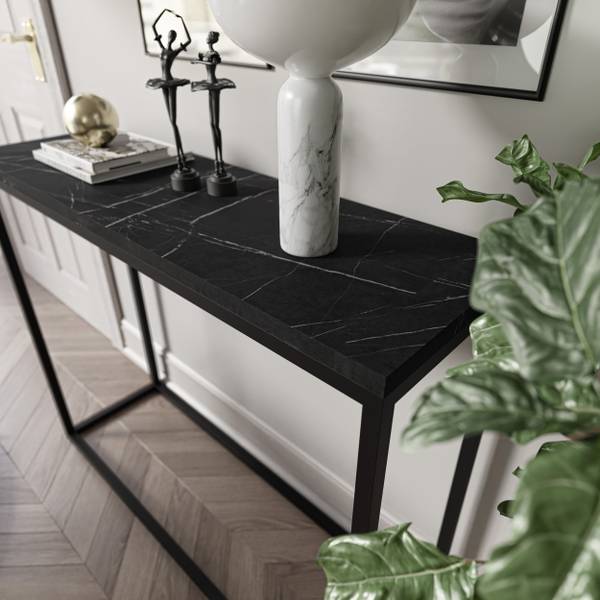 Konsolentisch MODERN GRIGIA Schwarz - Marmor Schwarz Dekor - Breite: 100 cm