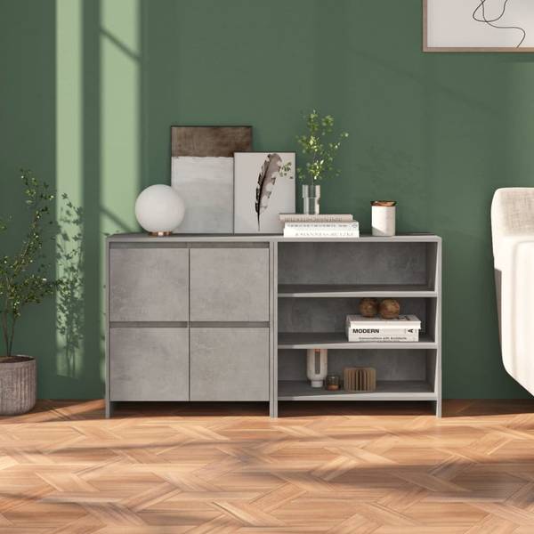 2-tlg. Sideboard BISEN Kommoden Grau - Holzwerkstoff - 70 x 75 x 40 cm