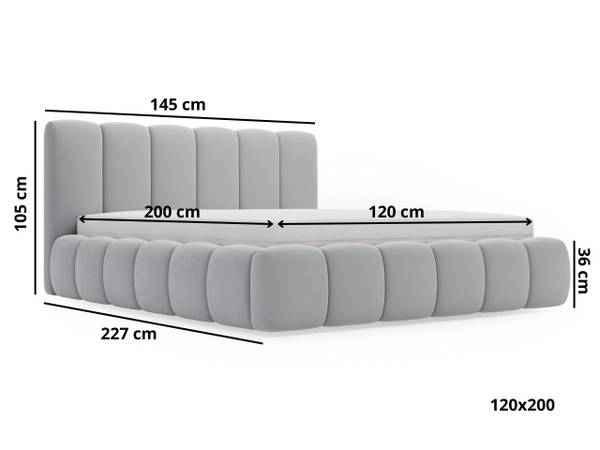 Polsterbett CLOUD Grau - Liegefläche Breite: 120 cm