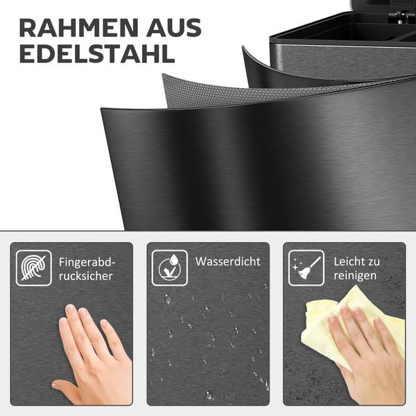 Küchenabfalleimer 851-034V02BK Schwarz - Höhe: 57 cm