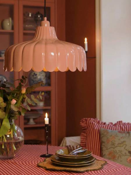 Pendelleuchte Wells Pink - Metall - 45 x 29 x 45 cm