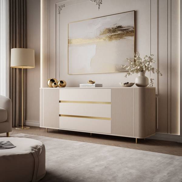 Kommode MIRAGE Beige - Gold - Holzwerkstoff - 180 x 73 x 40 cm