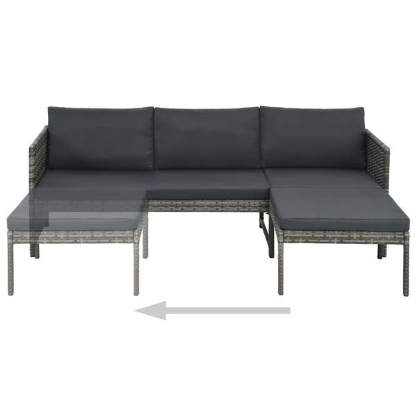 Garten-Lounge-Set 9er Set DE154 Grau - Rattan - 58 x 58 x 180 cm