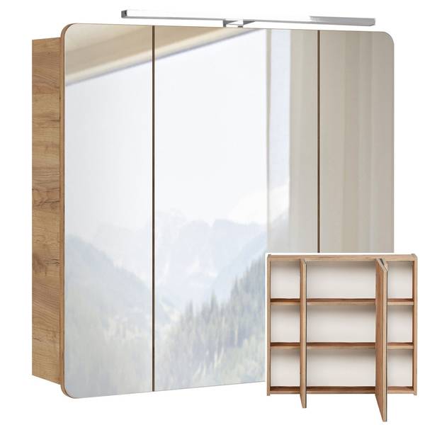 Badmöbel-Set LUTON-56-389 3er-Set Braun - Holzwerkstoff - 130 x 200 x 46 cm