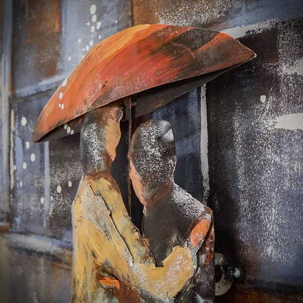 Metallbild 3D REGEN 3 Stahl - 120 x 70 x 6 cm