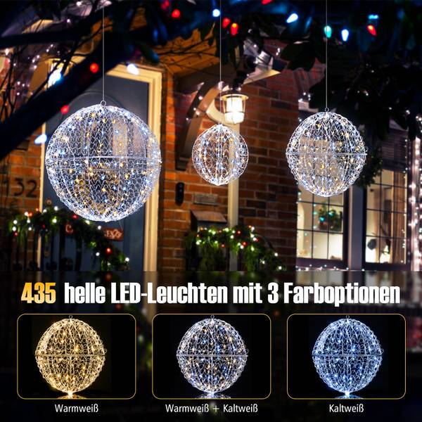 Weihnachtskugeln OY47336PQDE(3er Set) Weiß - Metall - 45 x 45 x 45 cm