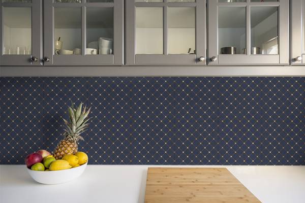 Selbstklebende Fliesen (9 St.) Muster Blau - Polyester PVC - 30 x 30 x 0 cm