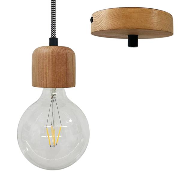 Pendelleuchte Textilkabel Moderne Lampe Braun - Metall - 8 x 7 x 8 cm