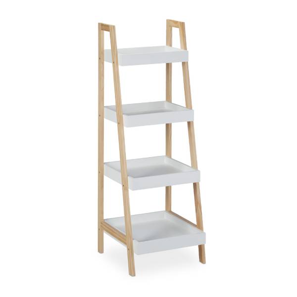 Badregal Leiter weiß Braun - Weiß - Holzwerkstoff - 35 x 99 x 36 cm