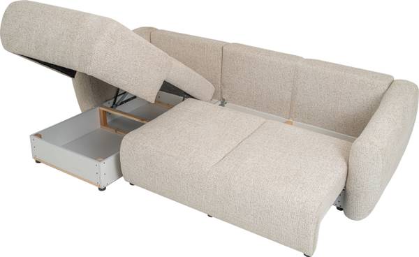 Ecksofa Fabio Ecru - Ecke davorstehend links - Ottomane davorstehend links