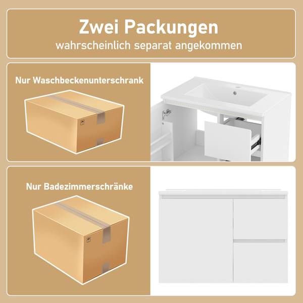 Waschbeckenunterschrank Aphrodite Ⅸ Weiß - Holzwerkstoff - Porzellan - 46 x 50 x 76 cm