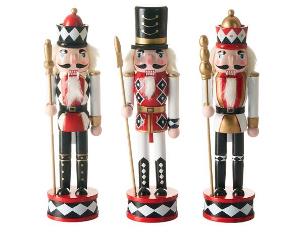 Decoratief accessoire RICKLEAN 3-delig zwart - goud - rood - wit - massief hout - 7 x 30 x 7 cm