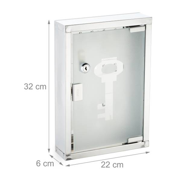 Schlüsselkasten zum Abschließen Silber - Stahl - 22 x 32 x 6 cm