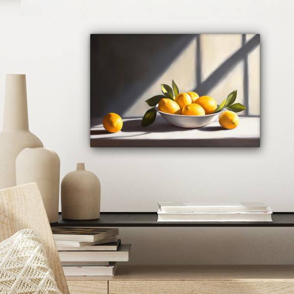 TABLEAU SUR TOILE Citrons Jaune - Coton - 30 x 20 x 2 cm