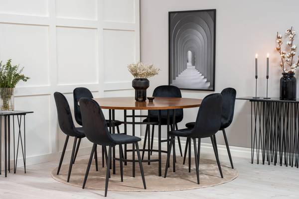 Essgruppe Copenhagen 8 Schwarz - Massivholz - 140 x 74 x 140 cm