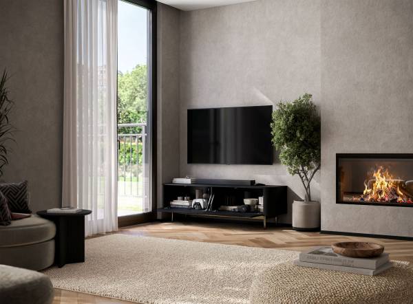 TV-Lowboard AURORA Schwarz - Gold