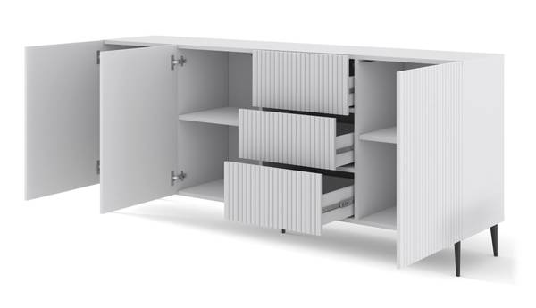 Kommode RavennaB 200x42x87 Schwarz - Weiß