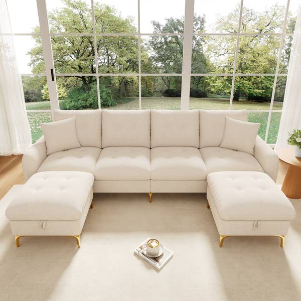 Ecksofa XUENI664 Ⅳ Beige - Chenille - 137 x 85 x 263 cm