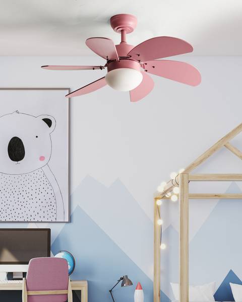 Plafondventilator LOGAR 2-delig roze - bamboe - 90 x 43 x 90 cm