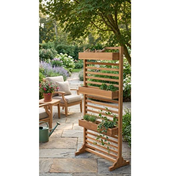 Sichtschutz Pflanzspalier Holmer Braun - Teakholz - 80 x 160 x 30 cm