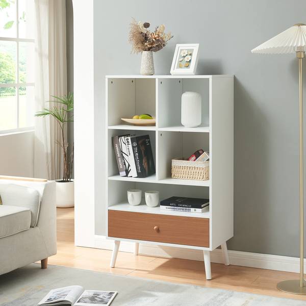Bücherregal Reyljand Teak Dekor - Weiß