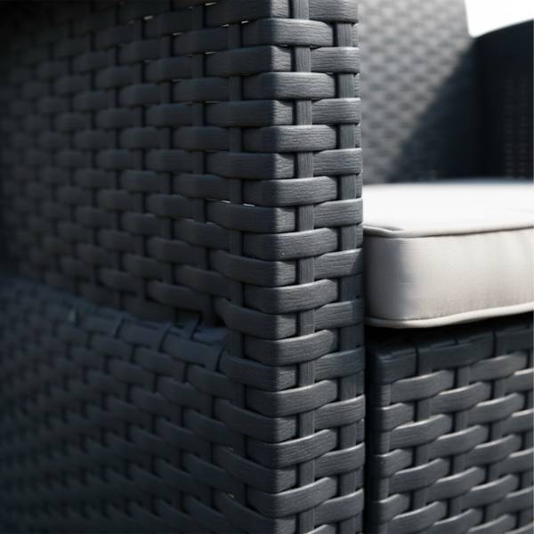 4-teiliges Gartenmöbel Set Rattan Schwarz - Grau - Polyester - 60 x 75 x 174 cm