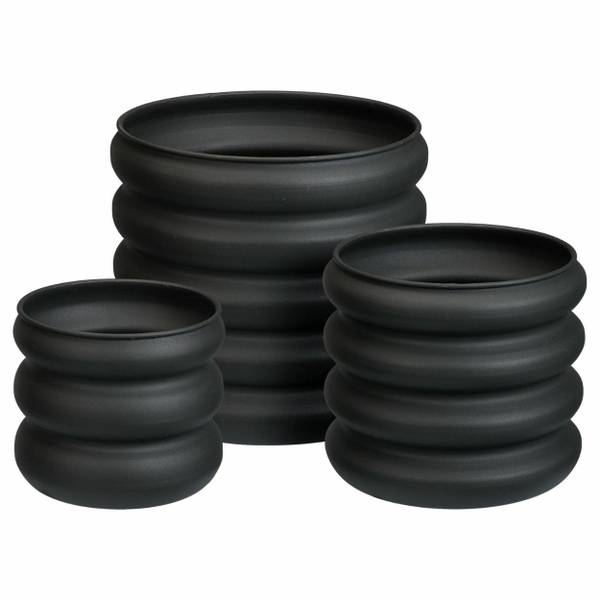 Blumentopf HH-Round Schwarz - Metall - 30 x 28 x 30 cm