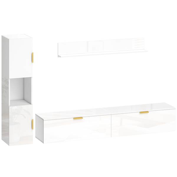 Wohnwand 83B-692V90WT 4er Set Weiß - Holzwerkstoff - 33 x 30 x 180 cm