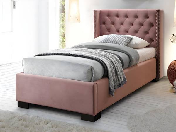 Set Bett + Matratze MASSIMO Pink - Textil - 114 x 111 x 216 cm