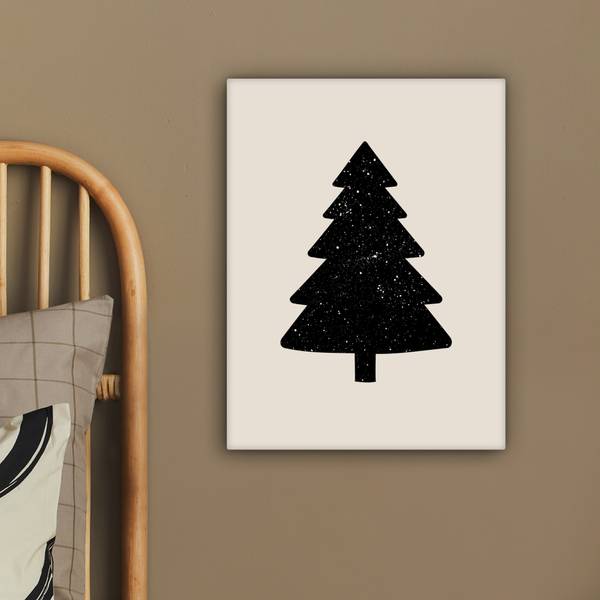LEINWANDBILD Weihnachtsbaum Schwarz - Baumwollstoff - 30 x 40 x 2 cm
