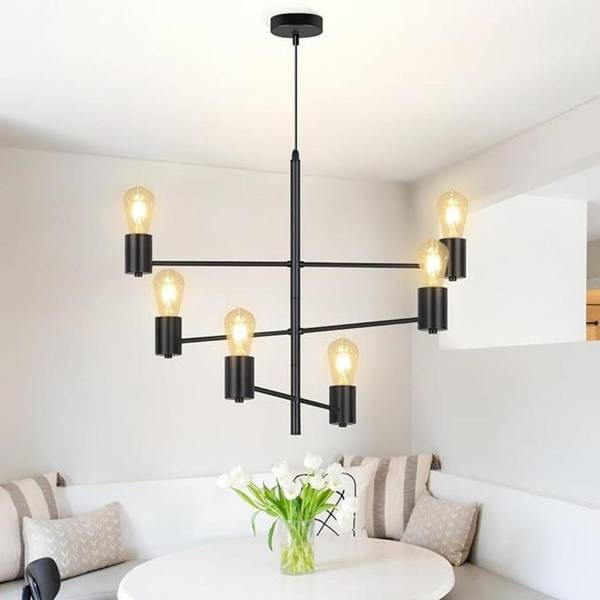 Hanglamp Gamble II met 6 lichtbronnen zwart - metaal - 10 x 205 x 65 cm