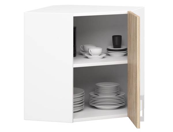 Eck-Hängeschrank Lima Braun - Weiß - Holzwerkstoff - 60 x 58 x 31 cm