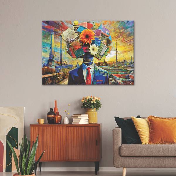 Wandbild kopf voller gedanken 100 x 70 cm