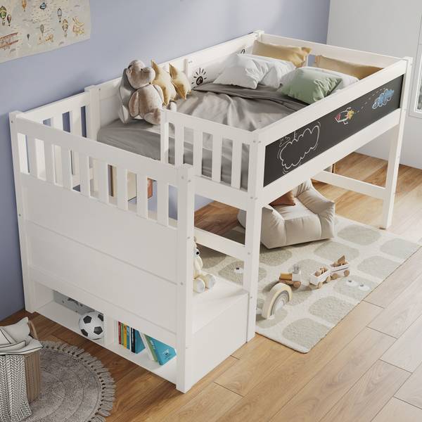 Hoogbed MonetLucy Ⅰ wit - plaatmateriaal op houtbasis - massief hout - 97 x 112 x 253 cm