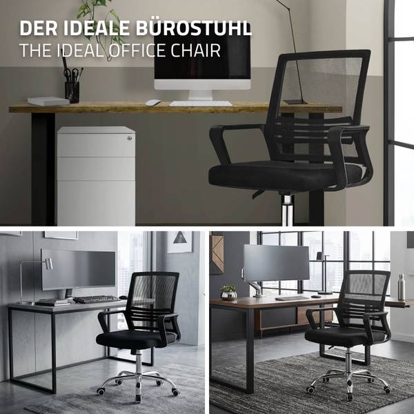 Chaise de bureau ergonomique ERGON-B Noir - Métal - Matière plastique - 59 x 100 x 58 cm