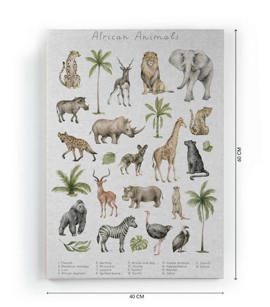 Leinwand 60x40 Afrikanische Tiere Polyester - 3 x 60 x 40 cm