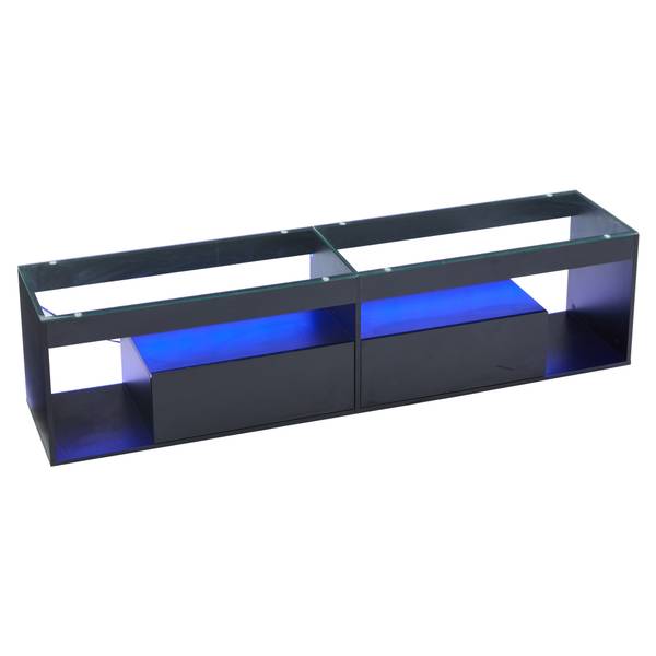 LED-Hochglanz TV-Schrank Ourea Ⅲ Schwarz - Sicherheitsglas - 40 x 46 x 180 cm