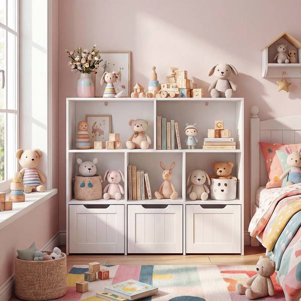 Kinderregal FB32508 Weiß - Holzwerkstoff - 33 x 90 x 100 cm