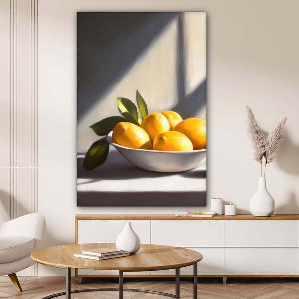 LEINWANDBILD Zitronen Gelb - Baumwollstoff - 80 x 120 x 2 cm