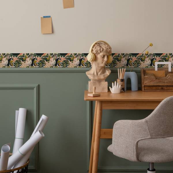 Bande Décorative PLANTES Feuilles Nature Beige - Marron - Vert - Orange - Polaire - 10 x 300 x 300 cm