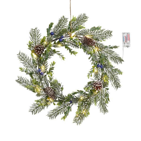 LED-Weihnachtskranz MEHOKR285006 Grün - Kunststoff - 42 x 7 x 42 cm