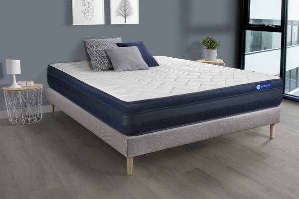 Bettgestell und Matratze Actiflex tech Grau - Massivholz - 135 x 53 x 200 cm