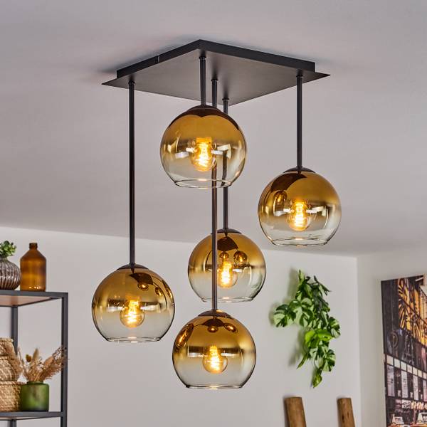 Deckenleuchte Cesaro Gold - Aluminium - Klarglas - 26 x 59 x 26 cm