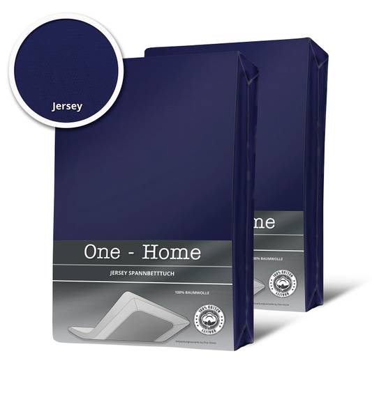 2 Bettlaken Wasserbett navy 200 x 220 cm Blau - Jersey - 200 x 40 x 220 cm