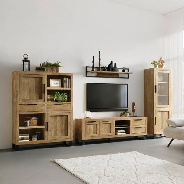 Wandboard EVEREST Beige - Schwarz - Metall - Holz teilmassiv - 120 x 1 x 30 cm