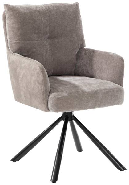 Armlehnstuhl SOPHIE Grau - Metall - Textil - 60 x 93 x 67 cm