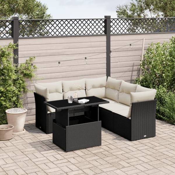 Loungeset 3036660 set van 6 zwart - crèmekleurig